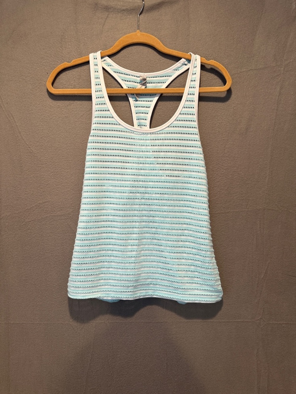 Lorna Jane Light Blue and White Striped Racerback Tank